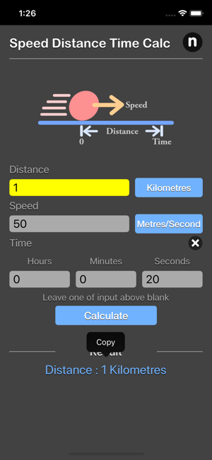 Speed Distance Time Calc iOS App for iPhone and iPad