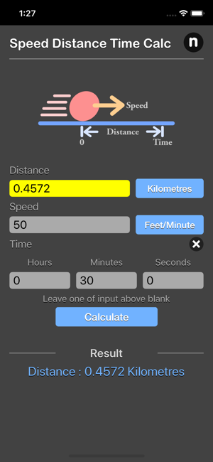 Speed Distance Time Calc iOS App for iPhone and iPad