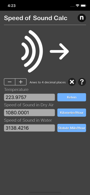 Speed of Sound Calculator iOS App for iPhone and iPad