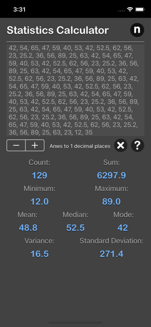 Statistics Calculator Plus iOS App for iPhone and iPad