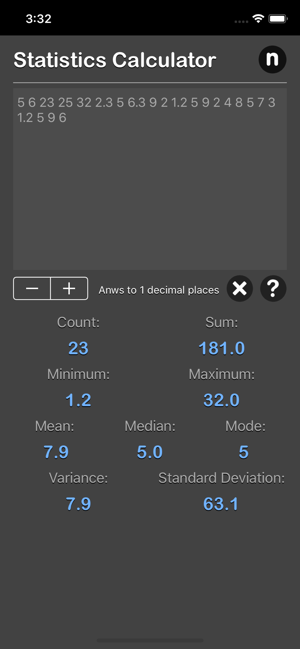 Statistics Calculator Plus iOS App for iPhone and iPad