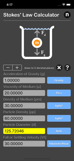 Stokes Law Calculator iOS App for iPhone and iPad