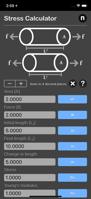 Stress Strain Calculator iOS App for iPhone and iPad