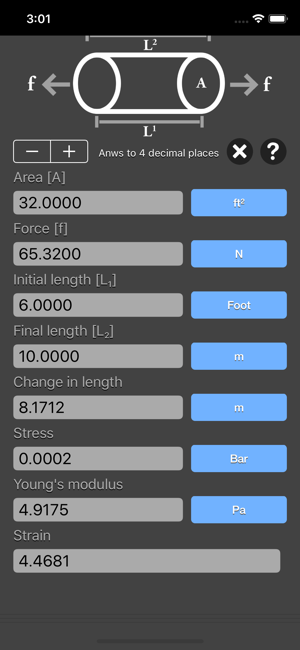 Stress Strain Calculator iOS App for iPhone and iPad