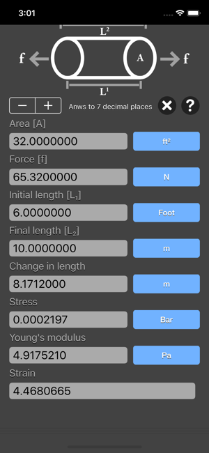 Stress Strain Calculator iOS App for iPhone and iPad