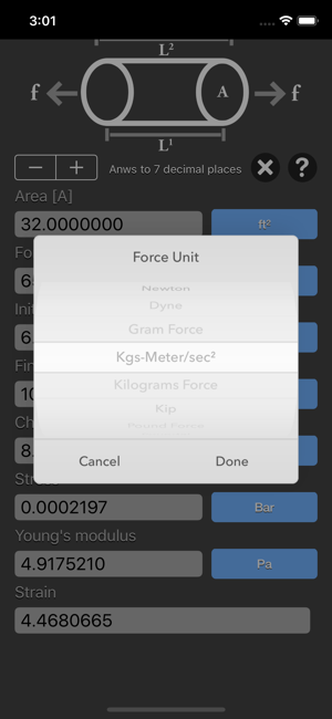 Stress Strain Calculator iOS App for iPhone and iPad