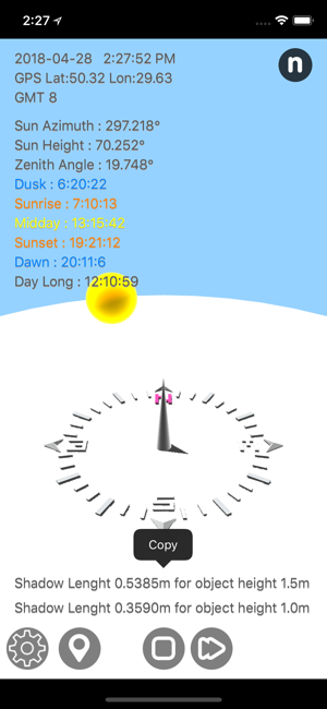 Sun Calculator iOS App for iPhone and iPad