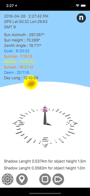 Sun Calculator iOS App for iPhone and iPad