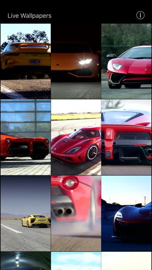 Supercars Live Wallpapers iOS App for iPhone and iPad