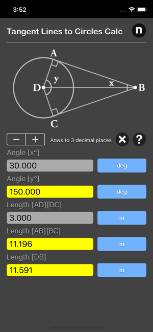 Tangent Lines to Circles Calc iOS App for iPhone and iPad