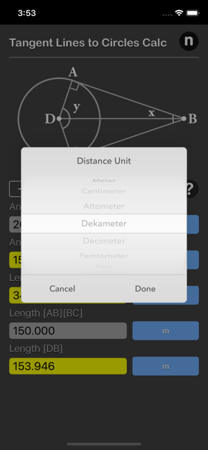 Tangent Lines to Circles Calc iOS App for iPhone and iPad