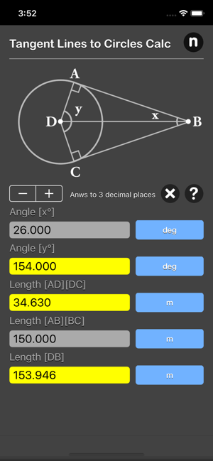 Tangent Lines to Circles Calc iOS App for iPhone and iPad