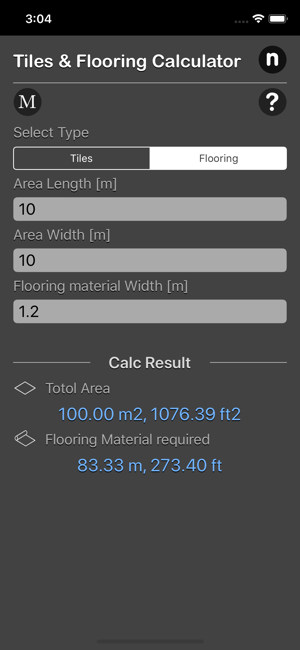 Tiles and Flooring Calculator iOS App for iPhone and iPad