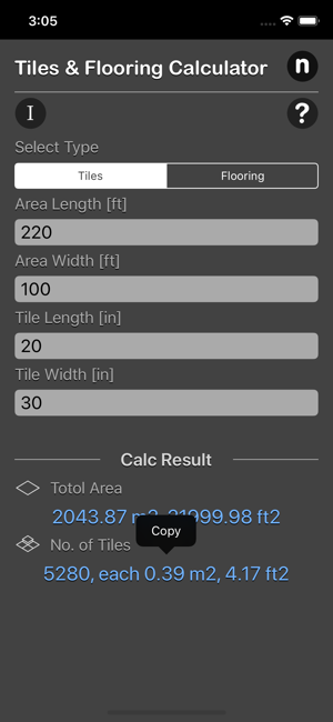 Tiles and Flooring Calculator iOS App for iPhone and iPad