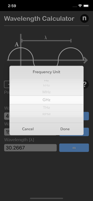 Wavelength Calculator iOS App for iPhone and iPad