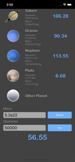 Weight on Other Planets Conv iOS App for iPhone and iPad