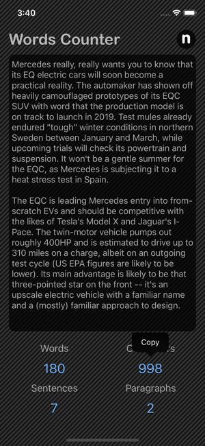 Words Counter Plus iOS App for iPhone and iPad