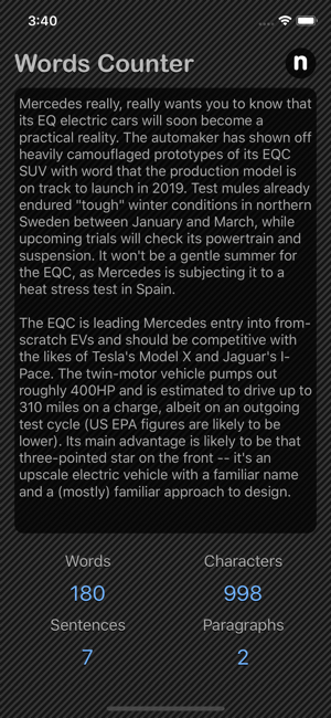 Words Counter Plus iOS App for iPhone and iPad