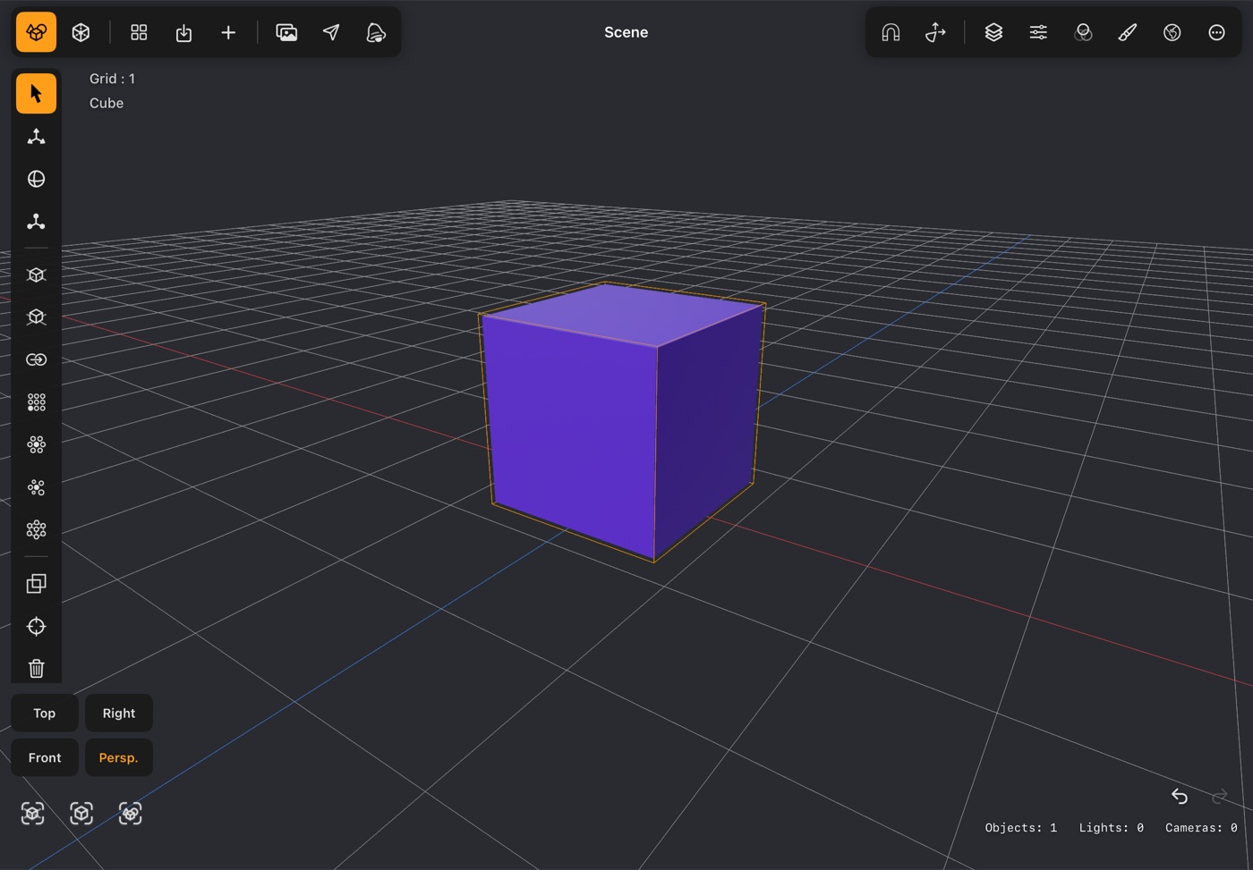 Scene mode with an object selected