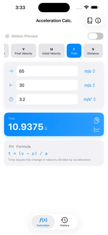 Acceleration_Calculator_Plus iOS App Screenshot 5
