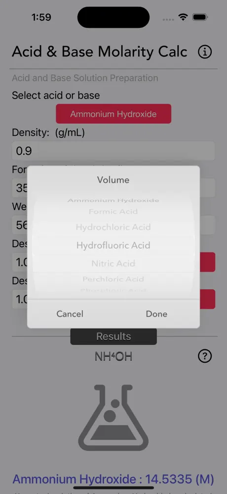 Acid_and_Base_Molarity_Calc iOS App Screenshot 3