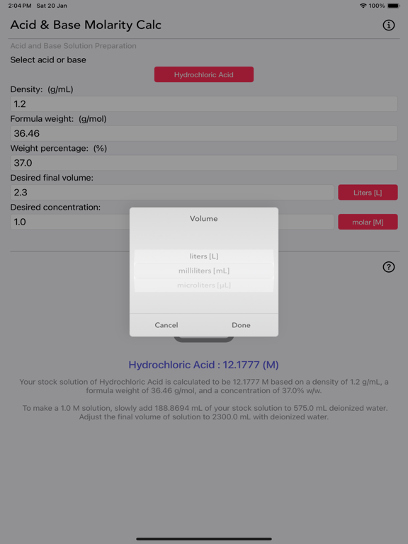 Acid_and_Base_Molarity_Calc iPadOS App Screenshot 2