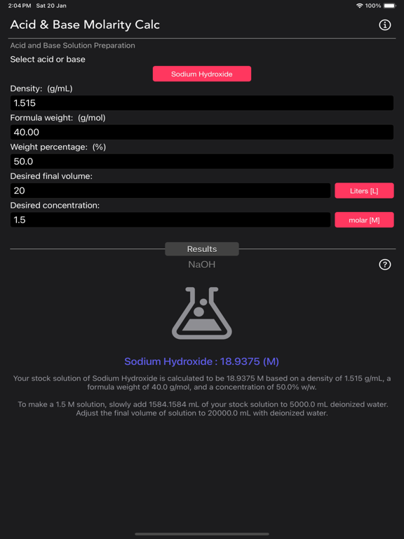 Acid_and_Base_Molarity_Calc iPadOS App Screenshot 9