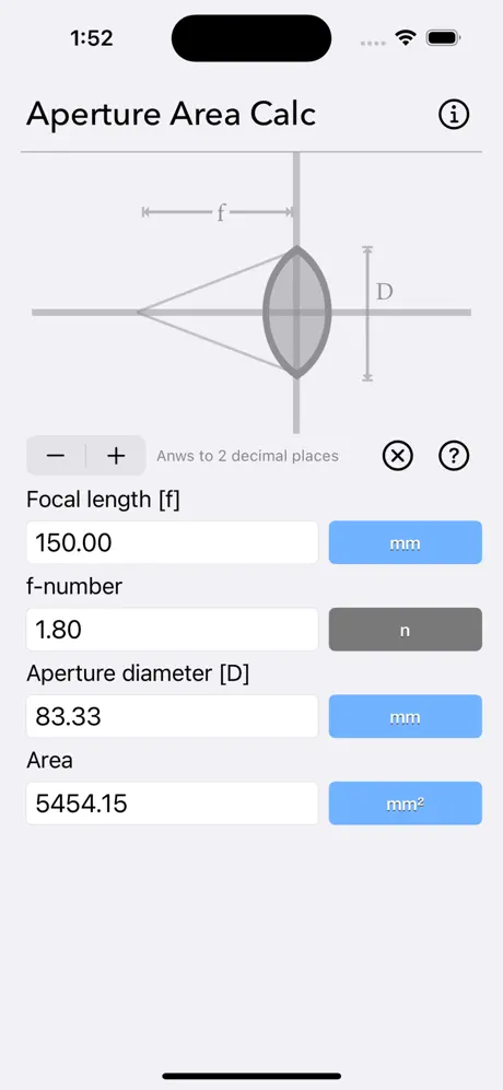 Aperture_Area_Calculator iOS App Screenshot 4