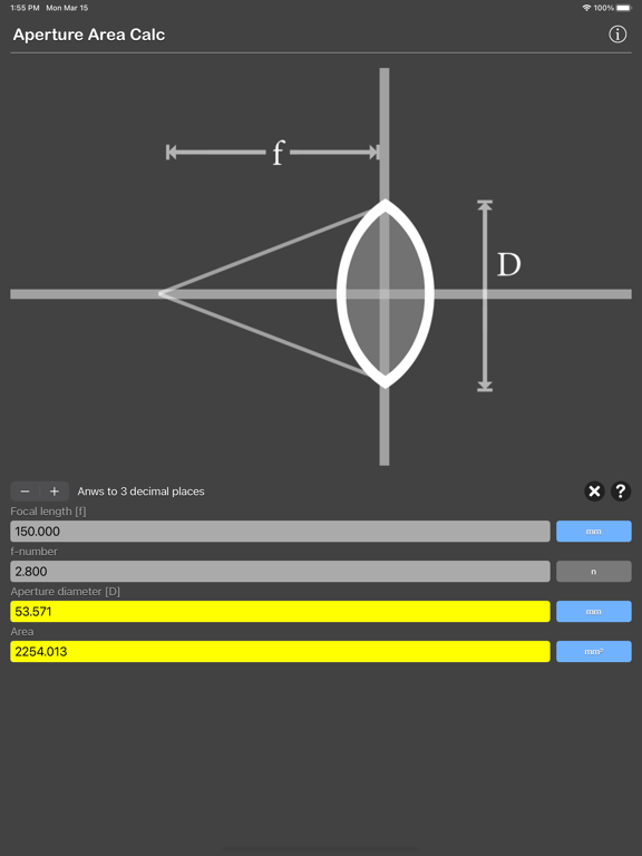 Aperture_Area_Calculator iPadOS App Screenshot 4