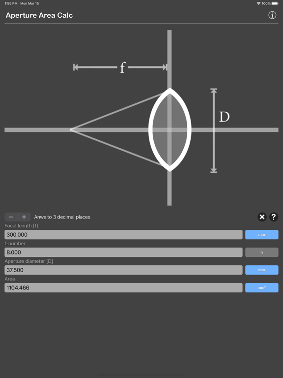 Aperture_Area_Calculator iPadOS App Screenshot 8