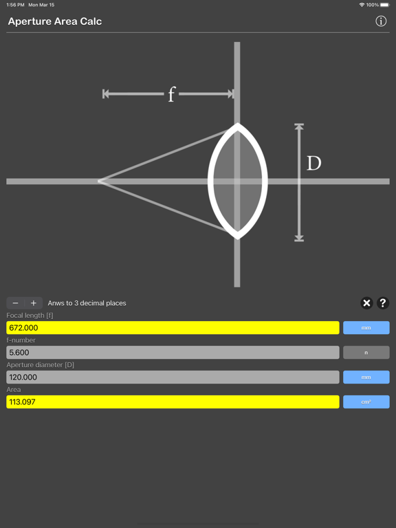 Aperture_Area_Calculator iPadOS App Screenshot 9