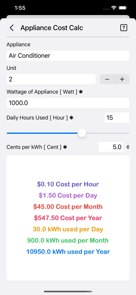 Appliance_Cost_Calculator_Plus iOS App Screenshot 2