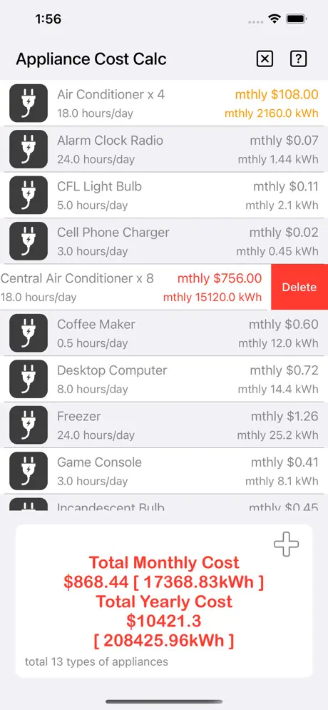 Appliance_Cost_Calculator_Plus iOS App Screenshot 6