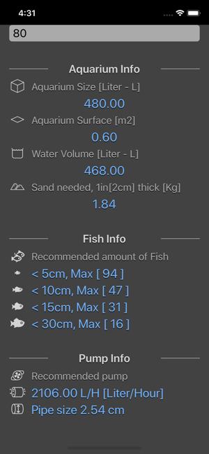 Aquarium Calculator Plus iOS App for iPhone and iPad