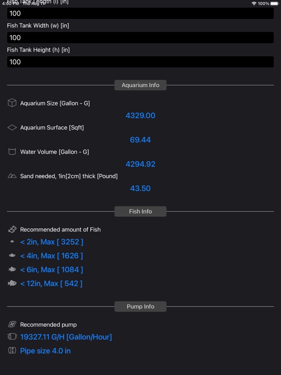 Aquarium_Calculator_Plus iPadOS App Screenshot 2