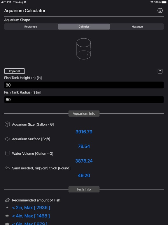 Aquarium_Calculator_Plus iPadOS App Screenshot 3