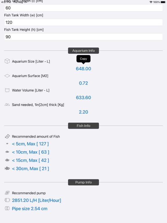 Aquarium_Calculator_Plus iPadOS App Screenshot 8