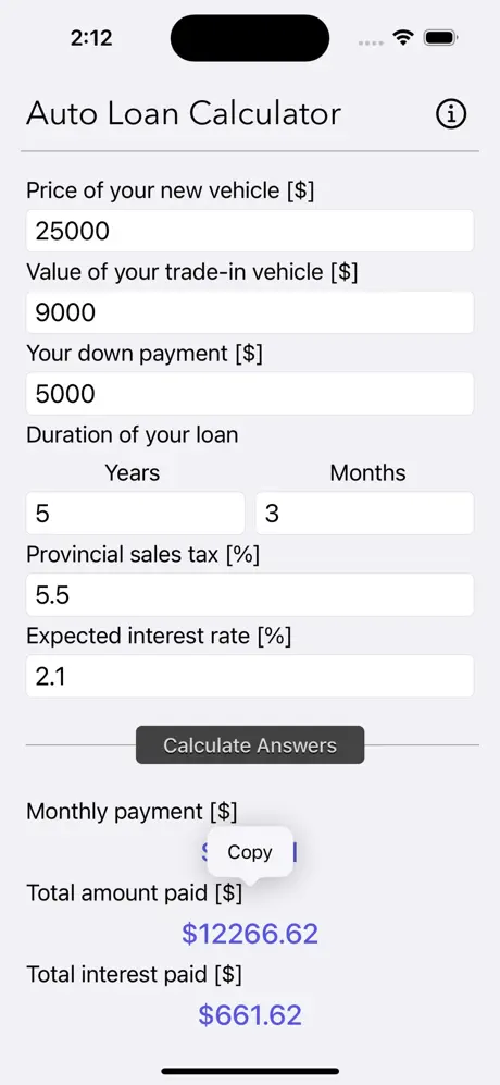 Auto_Loan_Calculator_Plus iOS App Screenshot 2