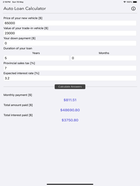 Auto_Loan_Calculator_Plus iPadOS App Screenshot 3