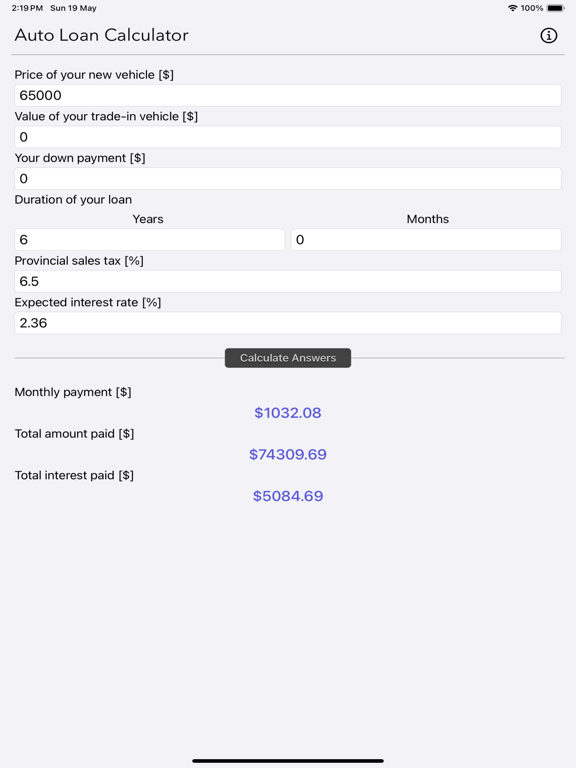 Auto_Loan_Calculator_Plus iPadOS App Screenshot 4
