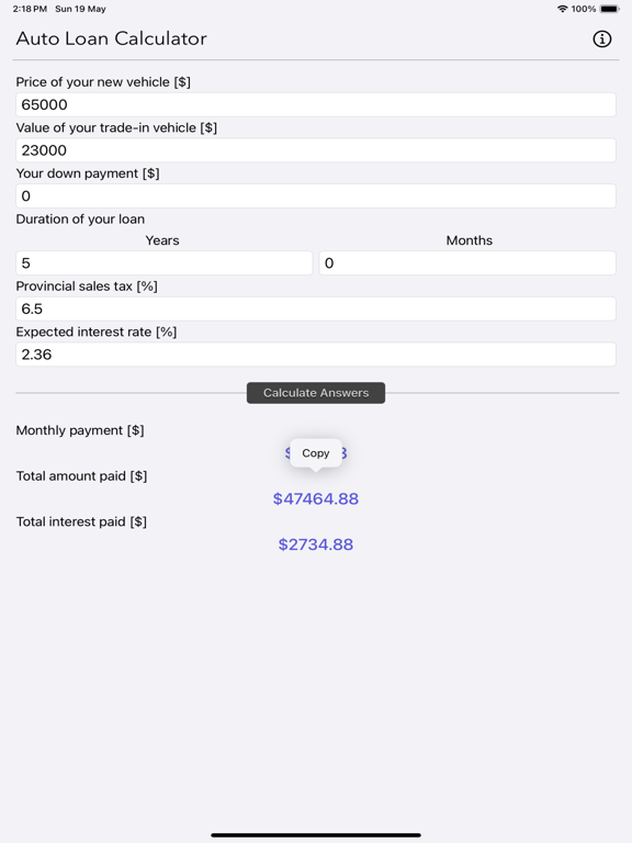 Auto_Loan_Calculator_Plus iPadOS App Screenshot 5