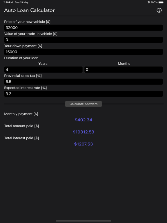 Auto_Loan_Calculator_Plus iPadOS App Screenshot 8