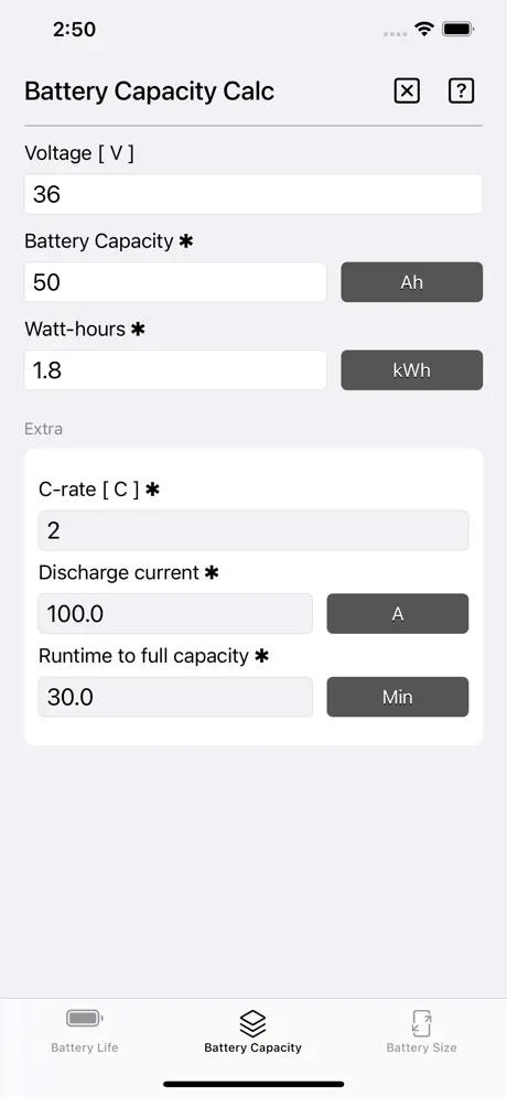 Battery_Calculator iOS App Screenshot 6