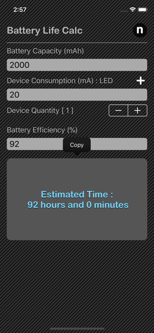 Battery Life Calculator iOS App for iPhone and iPad