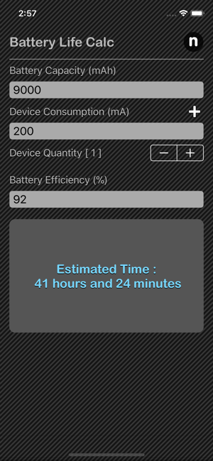 Battery Life Calculator iOS App for iPhone and iPad
