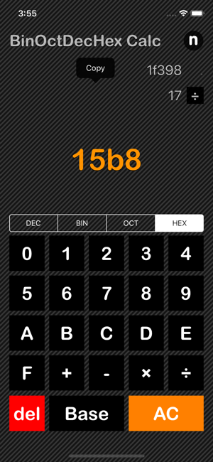 Bin Oct Dec Hex Calculator iOS App for iPhone and iPad