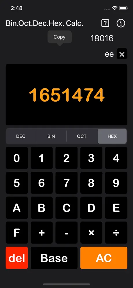 Bin_Oct_Dec_Hex_Calculator iOS App Screenshot 4