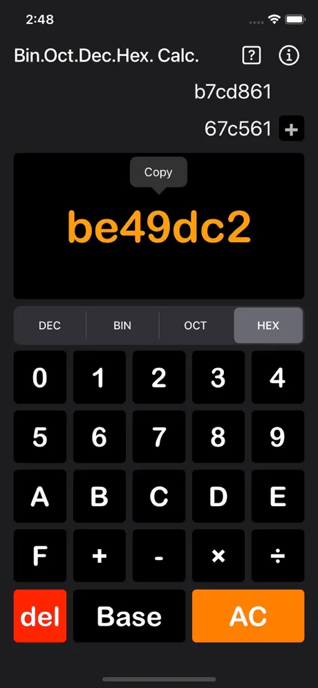 Bin_Oct_Dec_Hex_Calculator iOS App Screenshot 6