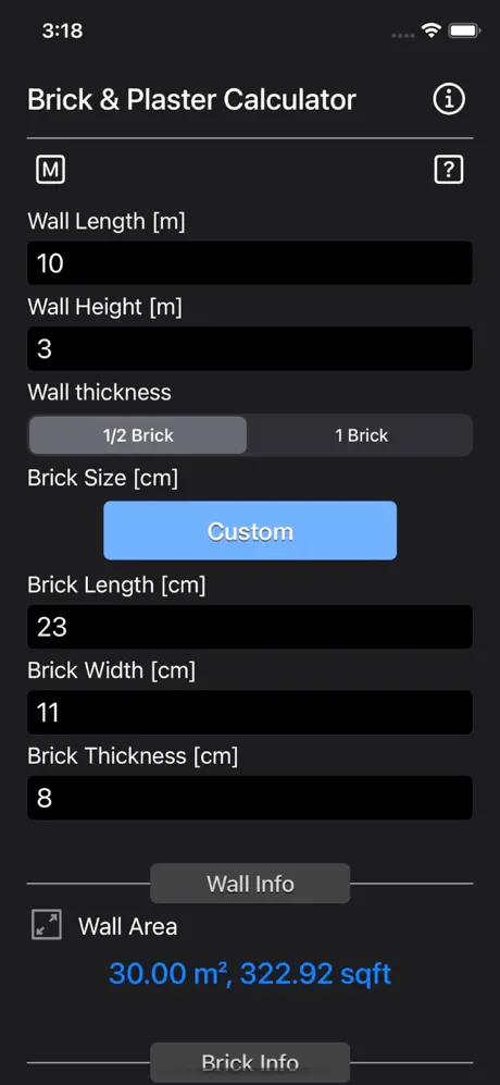 Brick_and_Plaster_Calculator iOS App Screenshot 6