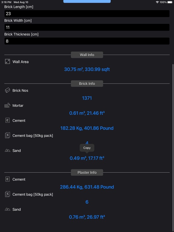 Brick_and_Plaster_Calculator iPadOS App Screenshot 10